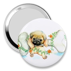 Pug-watercolor-cute-animal-dog 3  Handbag Mirrors by Jancukart