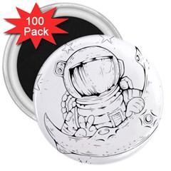 Astronaut-moon-space-astronomy 3  Magnets (100 Pack) by Jancukart