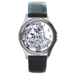 Head Art-lion Drawing Round Metal Watch by Jancukart