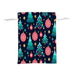 Hand-drawn-flat-christmas-pattern Lightweight Drawstring Pouch (m)