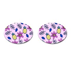 Flowers Purple Cufflinks (oval) by nateshop