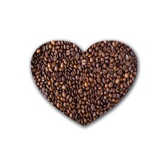 Coffee Beans Food Texture Rubber Coaster (heart) by artworkshop