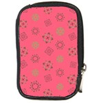 Pink Art Pattern Design Geometric Compact Camera Leather Case Front