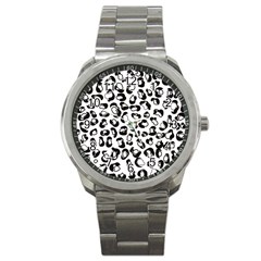 Black And White Leopard Print Jaguar Dots Sport Metal Watch by ConteMonfrey