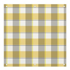 Grey Yellow Plaids Banner And Sign 4  X 4  by ConteMonfrey