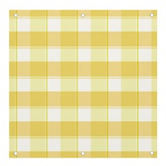 White And Yellow Plaids Banner And Sign 4  X 4  by ConteMonfrey