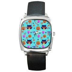 Illustration Design Gardening Texture Square Metal Watch by danenraven