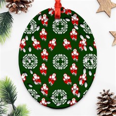 Xmas Christmas Background Ornament (oval Filigree)