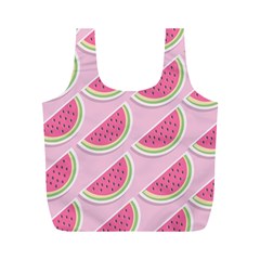 Pink Melon Wayermelon Pattern Food Fruit Melon Full Print Recycle Bag (m) by Ravend