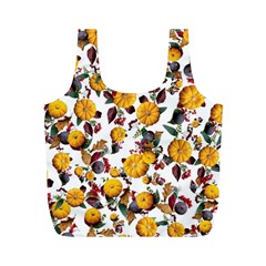 Pumpkin Fruit Flower Pattern Full Print Recycle Bag (m) by Ravend