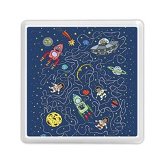 Illustration Cat Space Astronaut Rocket Maze Memory Card Reader (square) by Ravend