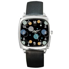 Circle Pattern Abstract Polka Dot Square Metal Watch by danenraven