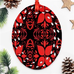 Christmas Red Black Xmas Gift Ornament (oval Filigree)