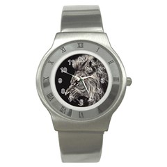 Angry Male Lion Stainless Steel Watch by Jancukart