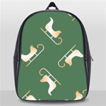 Gold Santa s sleigh green print School Bag (Large) Front