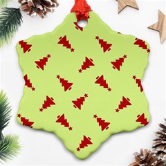 Red Christmas Tree Green Snowflake Ornament (two Sides) by TetiBright