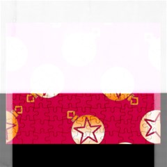 Orange Ornaments With Stars Pink Rectangular Jigsaw Puzzl by TetiBright