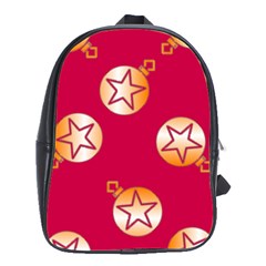 Orange Ornaments With Stars Pink School Bag (large) by TetiBright