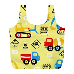 Seamless Pattern Vector Industrial Vehicle Cartoon Full Print Recycle Bag (l) by Jancukart