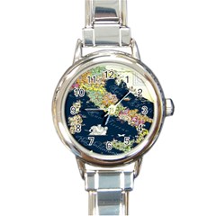 Map Italy Blue Round Italian Charm Watch by ConteMonfrey