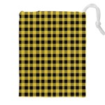 Black and yellow small plaids Drawstring Pouch (5XL) Front