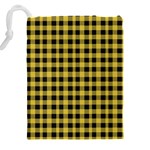 Black and yellow small plaids Drawstring Pouch (5XL) Back