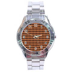 Halloween Black Orange Plaids Stainless Steel Analogue Watch by ConteMonfrey