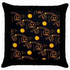 Halloween Background Pattern Throw Pillow Case (black) by Ravend