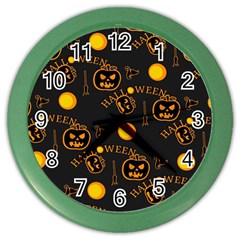 Halloween Background Pattern Color Wall Clock by Ravend