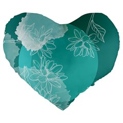 Flower Floral Design Background Large 19  Premium Heart Shape Cushions by Ravend