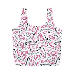 Candy Pink Black-cute Sweat Full Print Recycle Bag (m) by Ravend