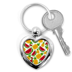 Watermelon Pattern Fruit Summer Key Chain (heart) by Wegoenart