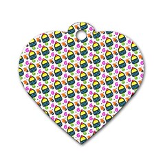 Sweet Dessert Food Cake Pattern Dog Tag Heart (two Sides) by Wegoenart