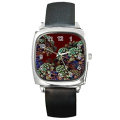 Art 3d Mandelbulb Mandelbrot Fractal Graphic Square Metal Watch by danenraven