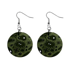 Green Bacteria Digital Wallpaper Eyes Look Biology Pattern Mini Button Earrings by danenraven