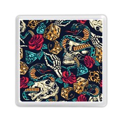 Vintage Art Tattoos Colorful Seamless Pattern Memory Card Reader (square) by Ravend