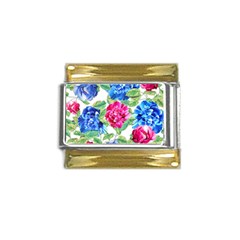 Flowers Floral Picture Flower Gold Trim Italian Charm (9mm) by Wegoenart