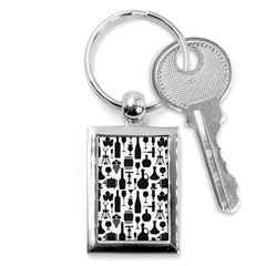 Wine Pattern Black White Key Chain (rectangle) by Jancukart