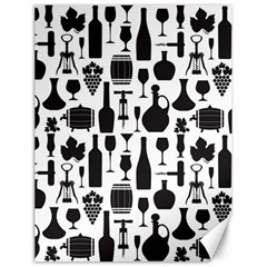 Wine Pattern Black White Canvas 18  X 24  by Jancukart