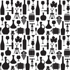 Wine Pattern Black White Play Mat (rectangle) by Jancukart