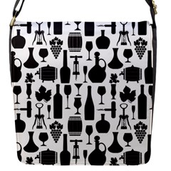 Wine Pattern Black White Flap Closure Messenger Bag (s) by Jancukart