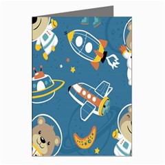 Seamless-pattern-funny-astronaut-outer-space-transportation Greeting Cards (pkg Of 8) by Jancukart