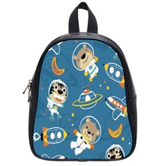 Seamless-pattern-funny-astronaut-outer-space-transportation School Bag (small) by Jancukart