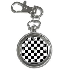 Chess Board Background Design Key Chain Watches by Wegoenart