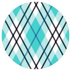 Ice Blue Diagonal Plaids Round Trivet by ConteMonfrey