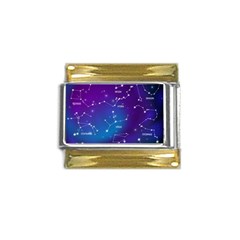 Realistic Night Sky With Constellation Gold Trim Italian Charm (9mm) by Wegoenart