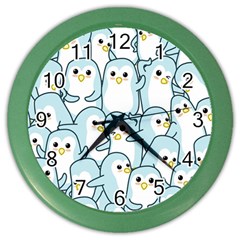 Penguin Pattern Color Wall Clock by Wegoenart