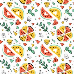 Seamless-hipster-pattern-with-watermelons-mint-geometric-figures Play Mat (square)