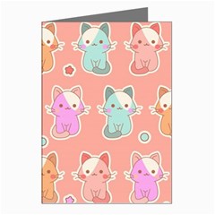 Cute Kawaii Kittens Seamless Pattern Greeting Cards (pkg Of 8) by Wegoenart