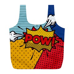 Pow Word Pop Art Style Expression Vector Full Print Recycle Bag (l) by Wegoenart